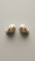 Minimalist oyster-toned wireless earbuds