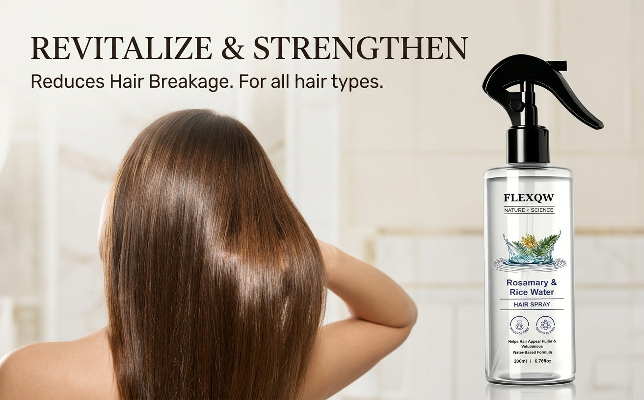 FLEXQW Rosemary & Rice Water Hair Spray – Strengthen, Volumize & Nourish