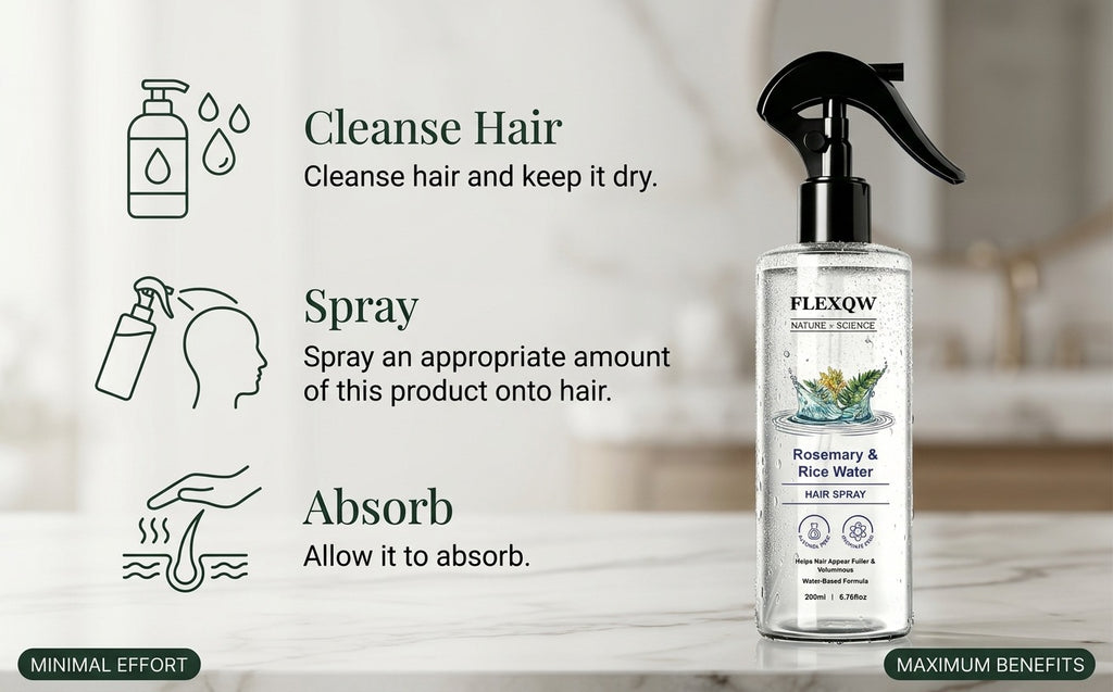 FLEXQW Rosemary & Rice Water Hair Spray – Strengthen, Volumize & Nourish