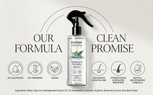 FLEXQW Rosemary & Rice Water Hair Spray – Strengthen, Volumize & Nourish