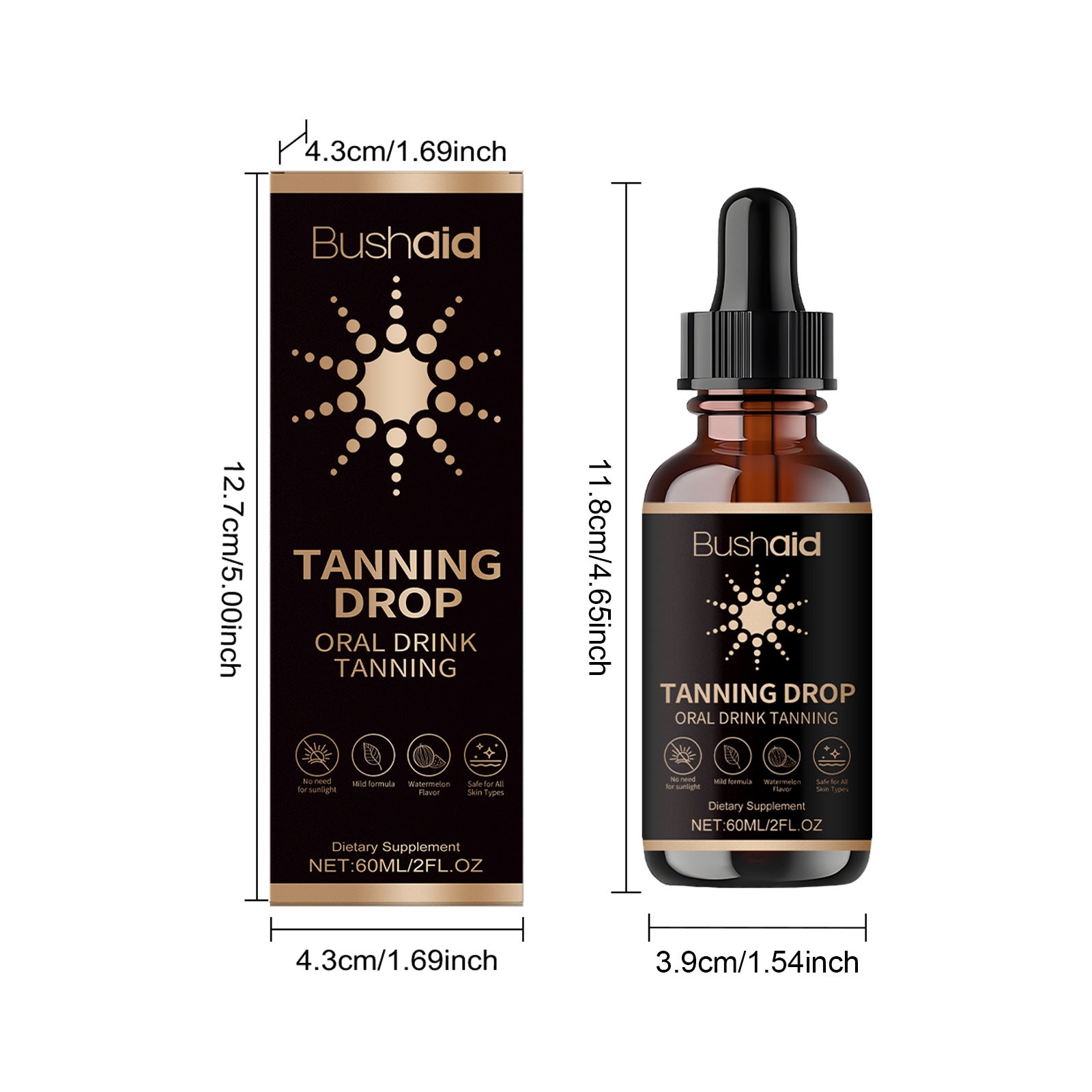 Bushaid Tanning Drop – Oral Drink Tanning Dietary Supplement | 60ml