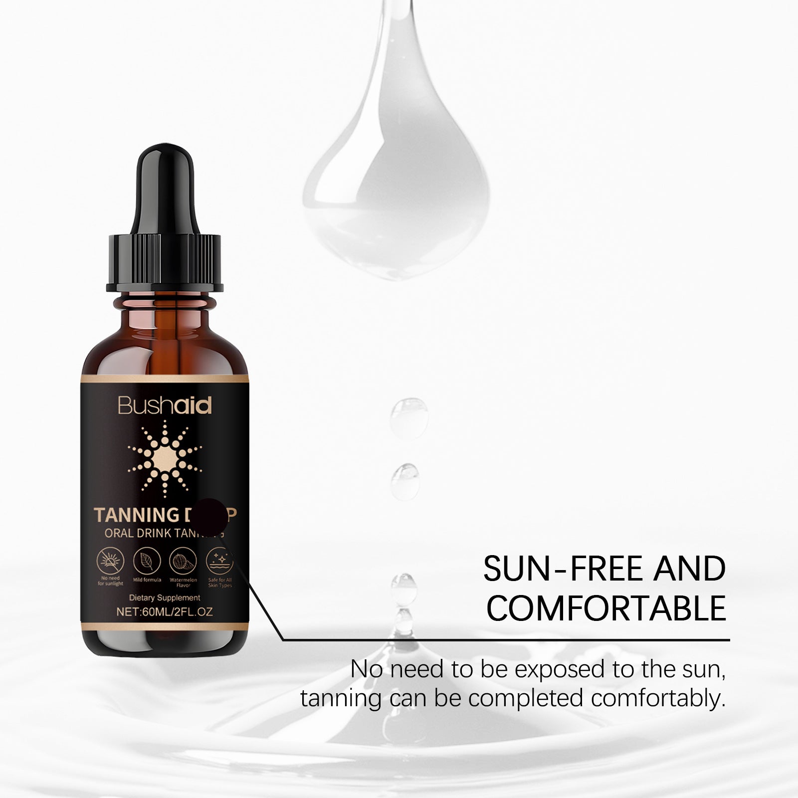 Bushaid Tanning Drop – Oral Drink Tanning Dietary Supplement | 60ml