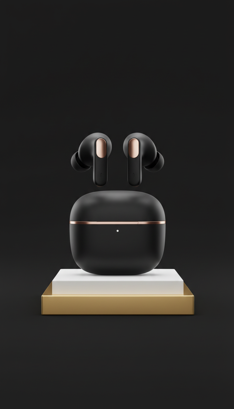 Monochrome Wireless Earbuds with Charging Case